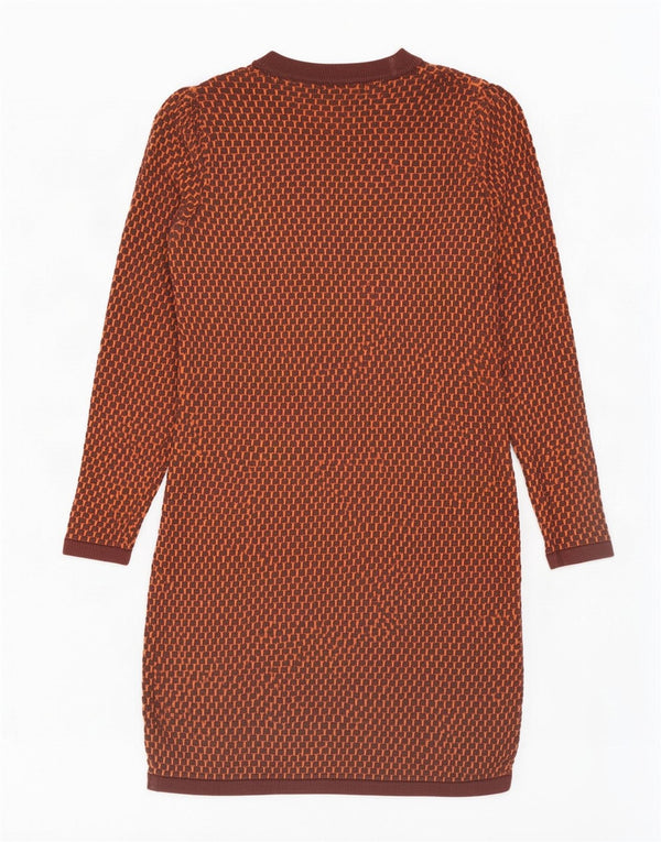 Rochie cu mânecă lungă Cos pentru femei UK 6 XS bumbac geometric maro