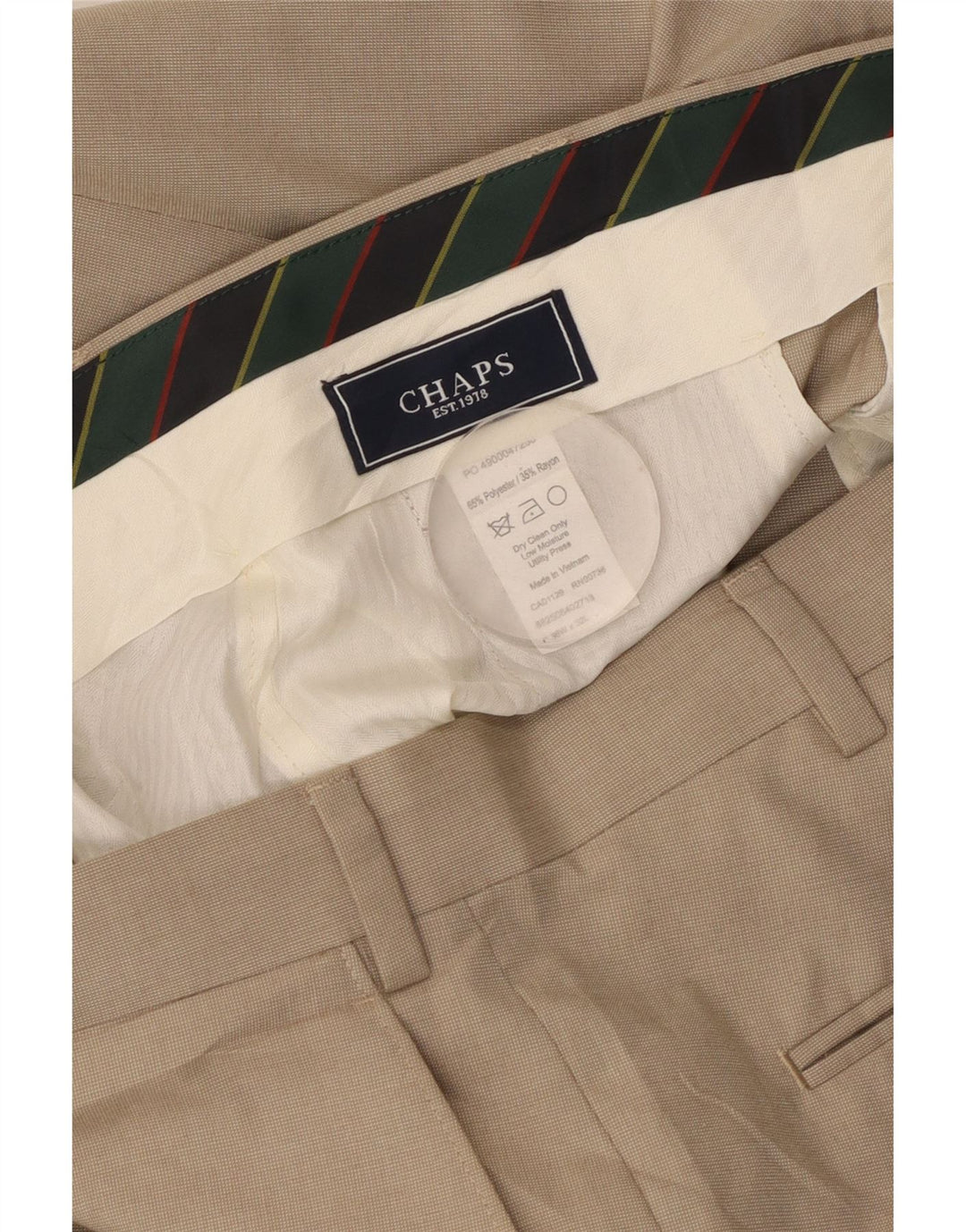 Pantaloni de costum drepți pentru bărbați CHAPS L36 L32 poliester bej