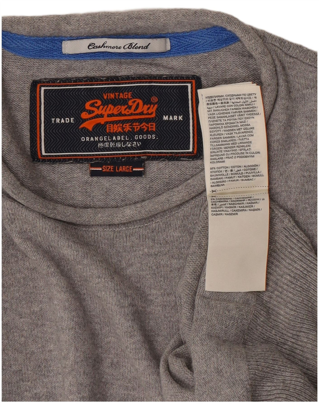 Pulover Superdry pentru bărbați, cu gât crew, bumbac mare, gri