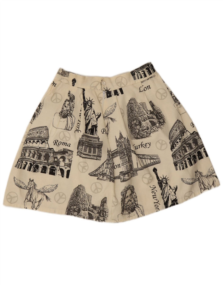 Fustă A-Line Vintage pentru femei cu model abstract W26 XS alb