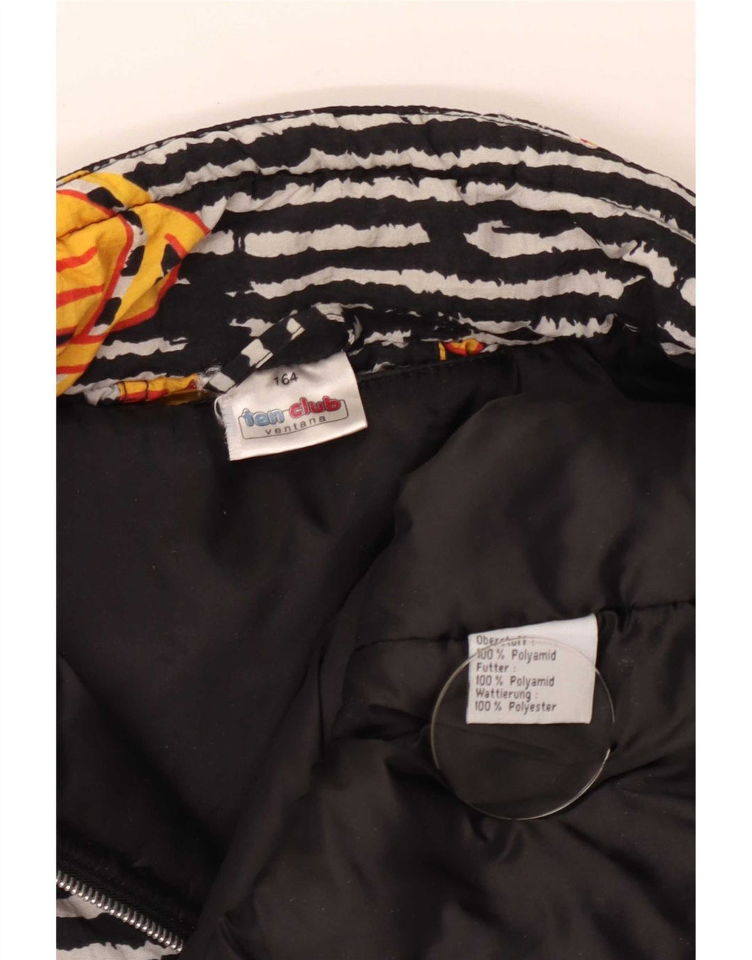 Jachetă Anorak Vintage pentru băieți, 13-14 ani, poliamidă geometrică neagră
