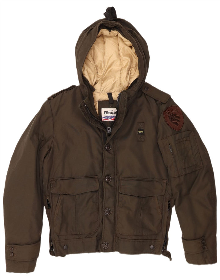 Jachetă căptușită cu glugă militară Blauer pentru femei UK 14 Medium Khaki Nylon