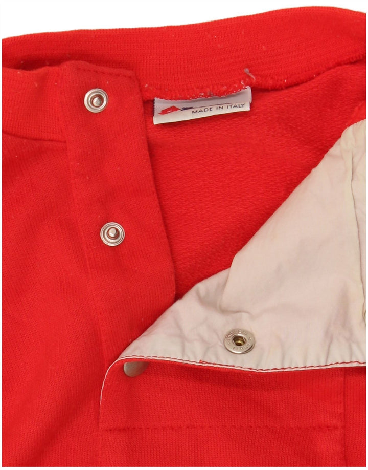 Pulover pentru bărbați Lotto, cu gât, cu nasturi, din bumbac color bloc, roșu
