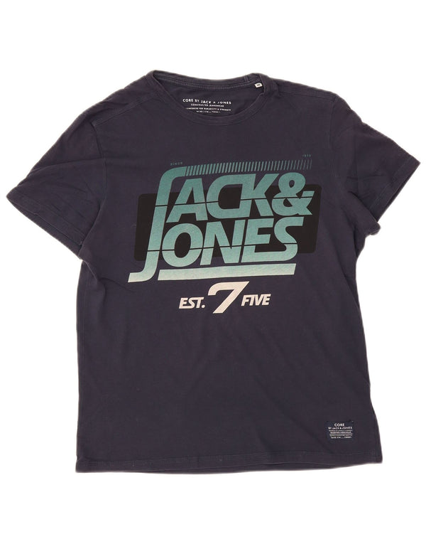 JACK & JONES Tricou grafic pentru bărbați Top mediu din bumbac bleumarin