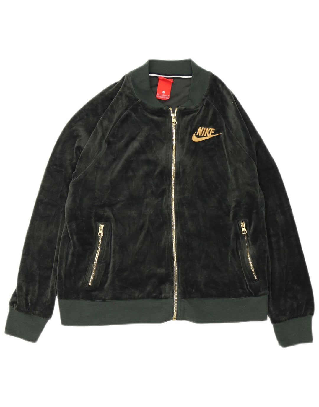 Jachetă de trening din velur Nike pentru femei UK 14 Poliester verde mediu