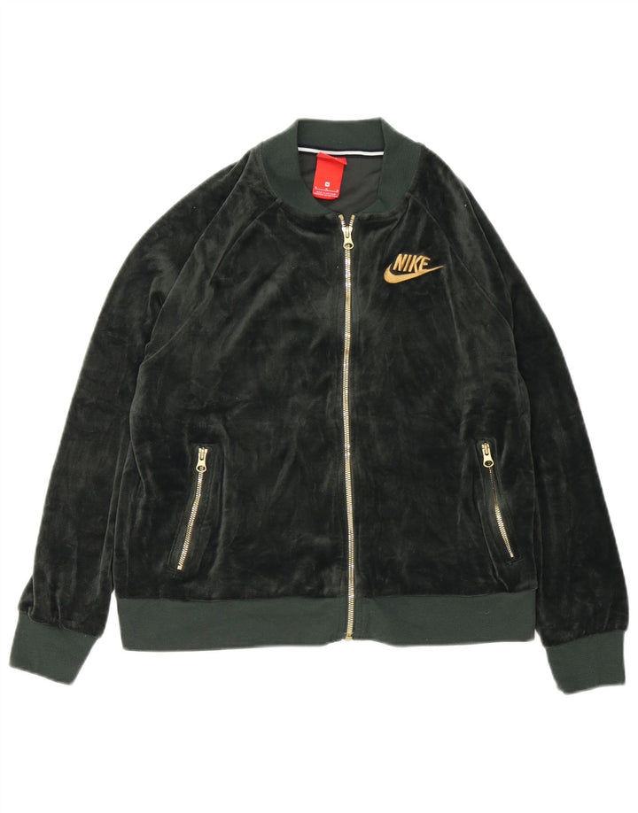 Jachetă de trening din velur Nike pentru femei UK 14 Poliester verde mediu