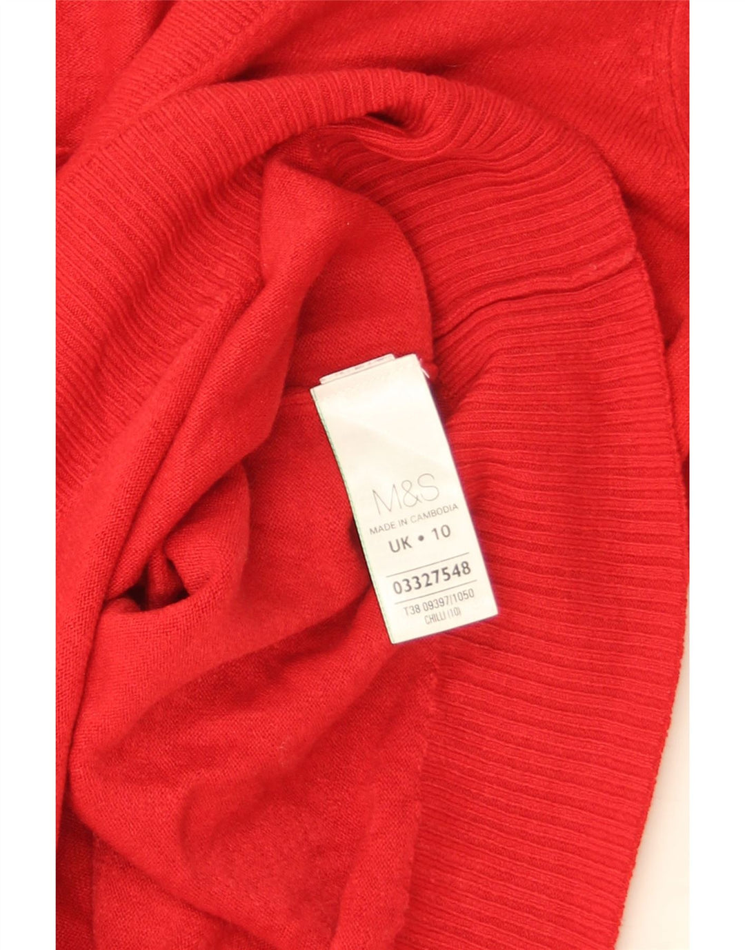 Pulover cu decolteu în V pentru femei Marks & Spencer UK 10 Acrilic roșu mic