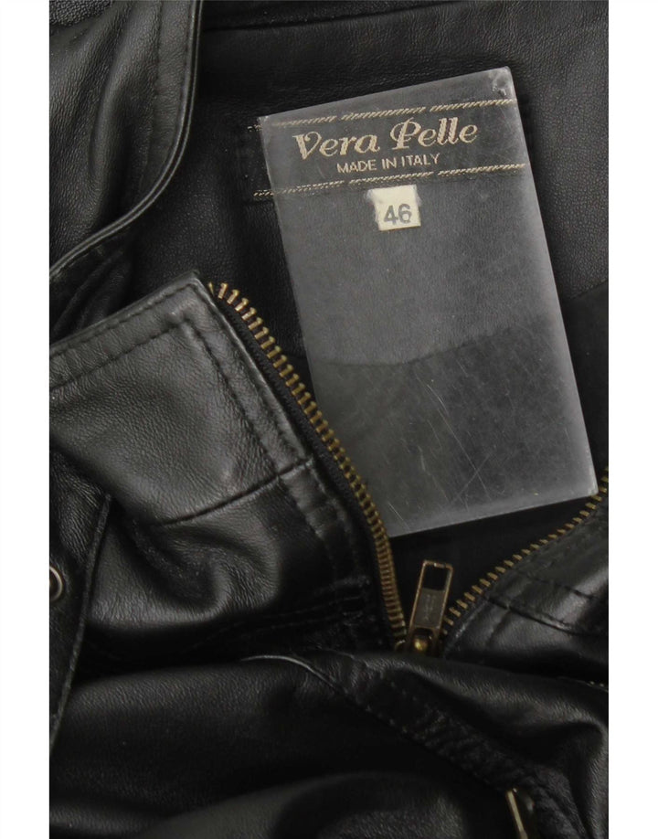 Geacă de piele vintage pentru femei IT 46, mare, neagră