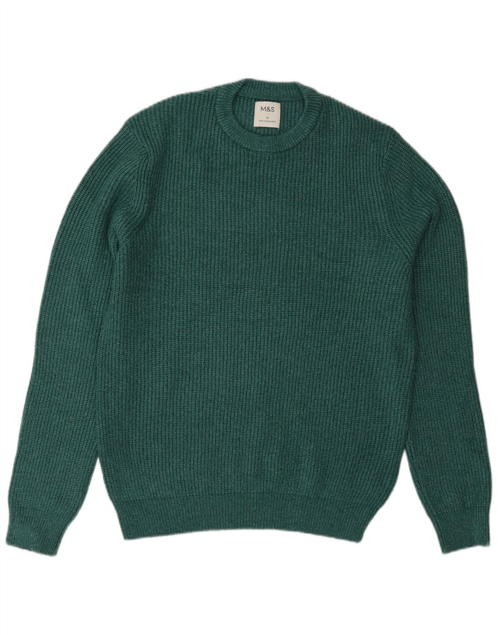 Pulover pentru bărbați Marks & Spencer, cu gât crew, poliester verde mediu