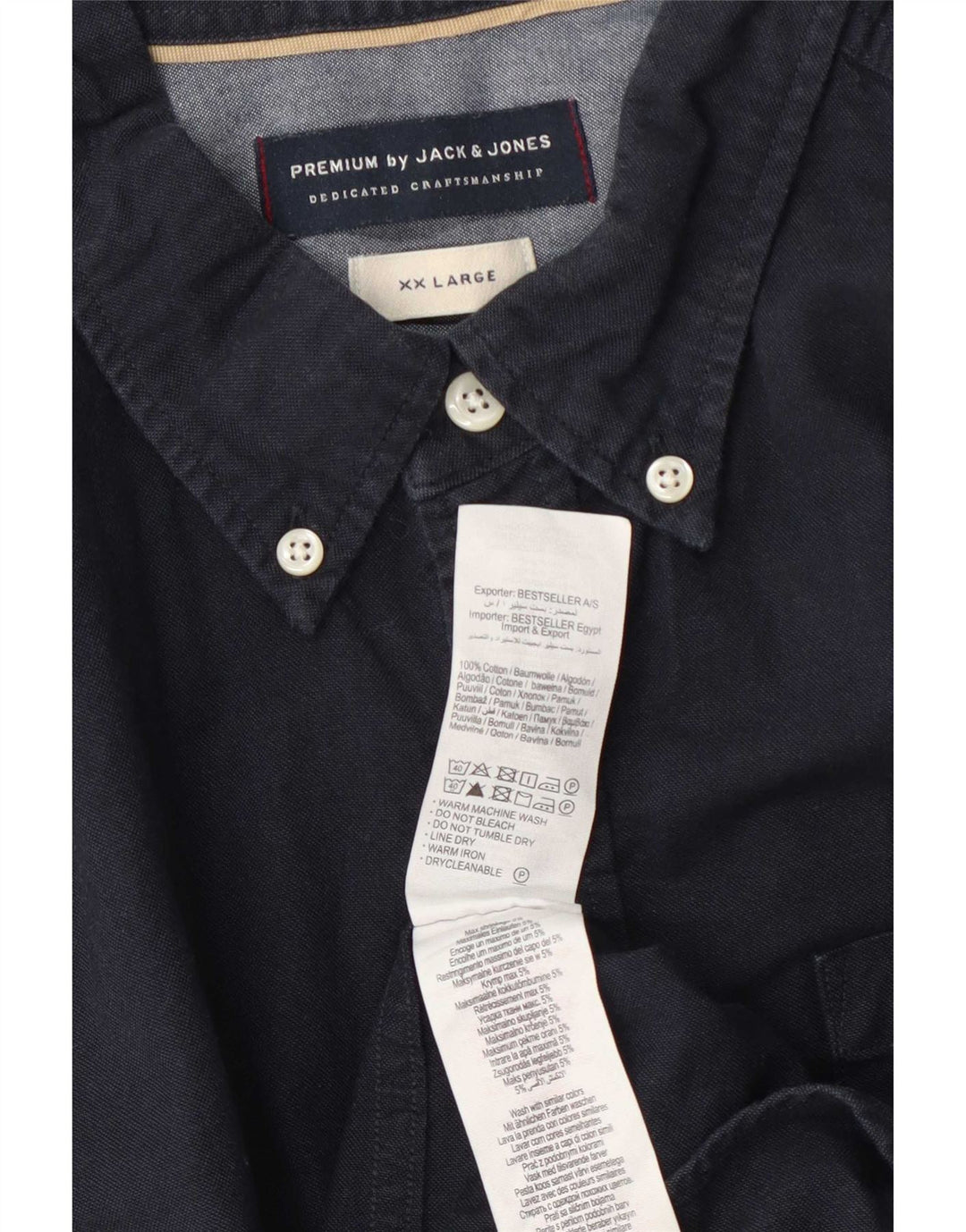 Cămașă pentru bărbați Jack & Jones 2XL, bumbac bleumarin