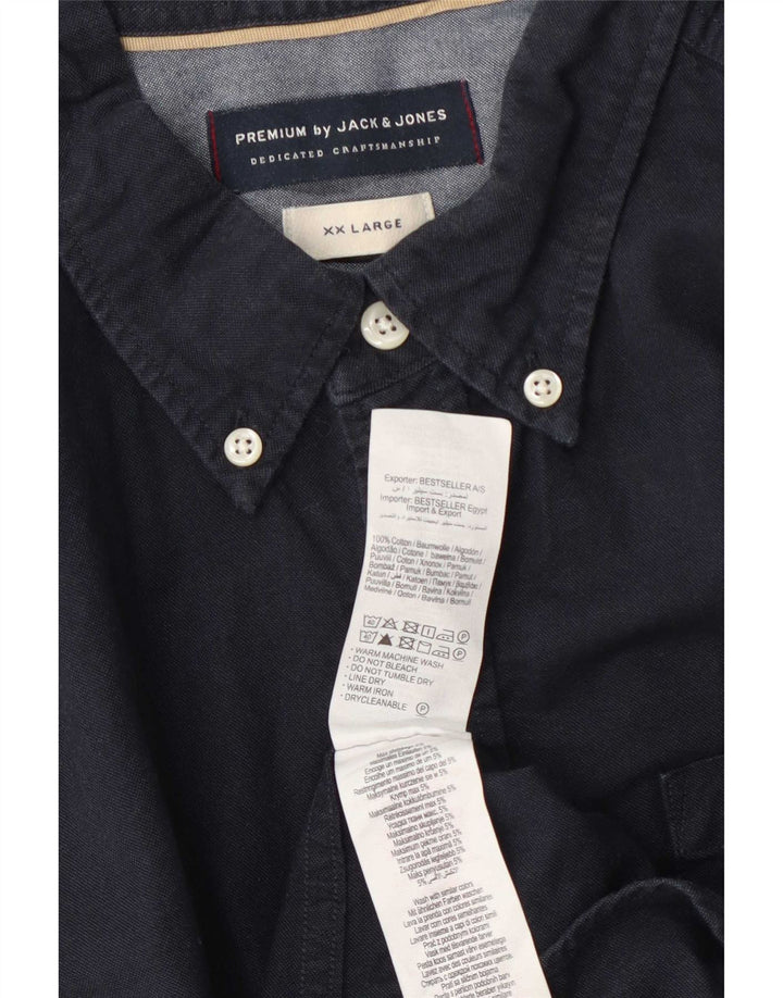 Cămașă pentru bărbați Jack & Jones 2XL, bumbac bleumarin