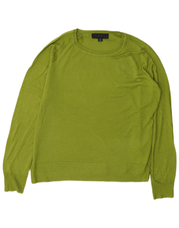 Pulover supradimensionat pentru femei Zara, cu gât de barcă, UK 10, mic, verde, viscoză