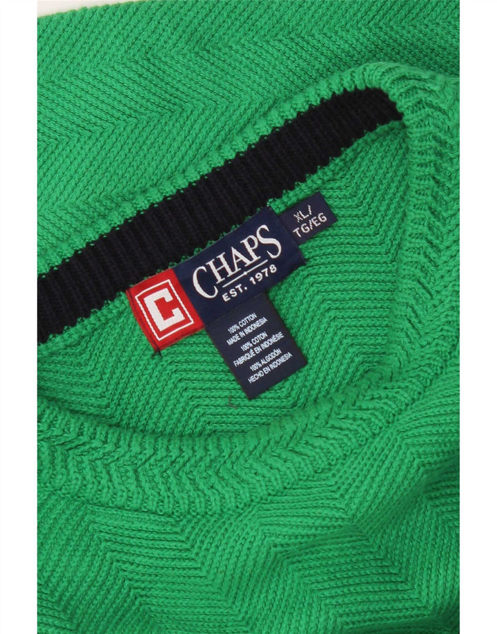Pulover Chaps pentru bărbați, cu gât roșu, XL, bumbac verde în schemă