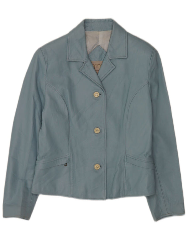 Jachetă Michel pentru femei din piele cu 3 nasturi, IT 42 Medium Blue
