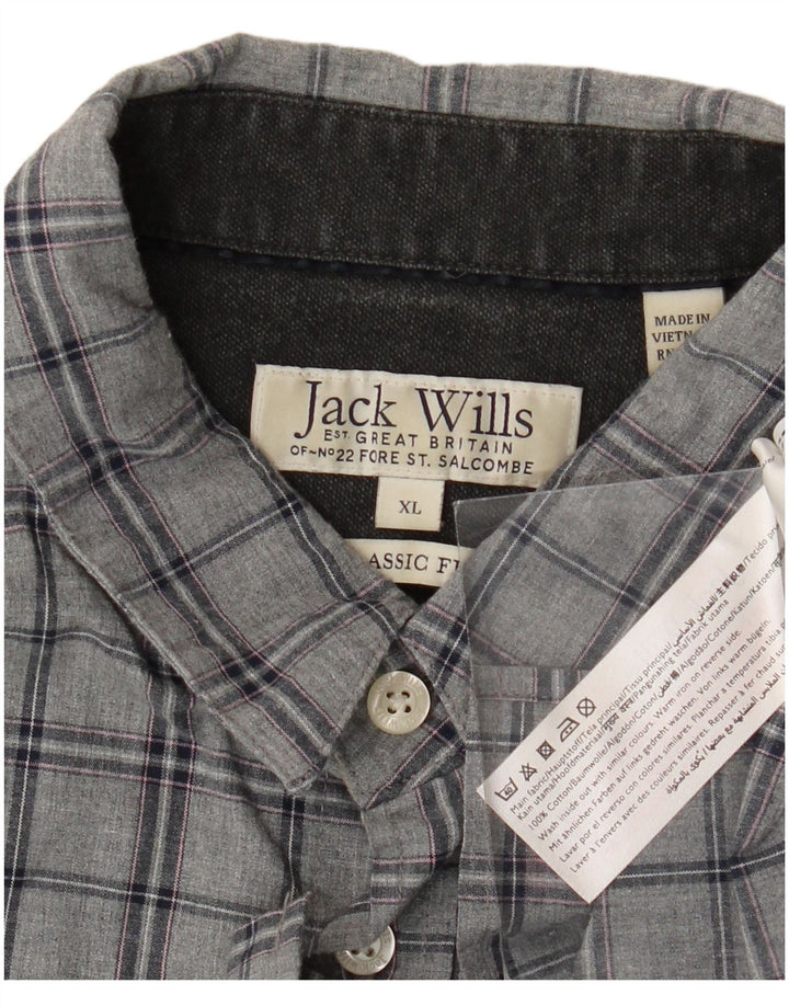 Cămașă pentru bărbați Jack Wills Classic Fit XL, bumbac cu carouri gri