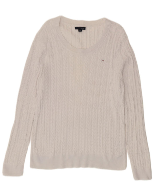 Pulover Tommy Hilfiger pentru femei cu gât de barcă, UK 18 XL, bumbac alb