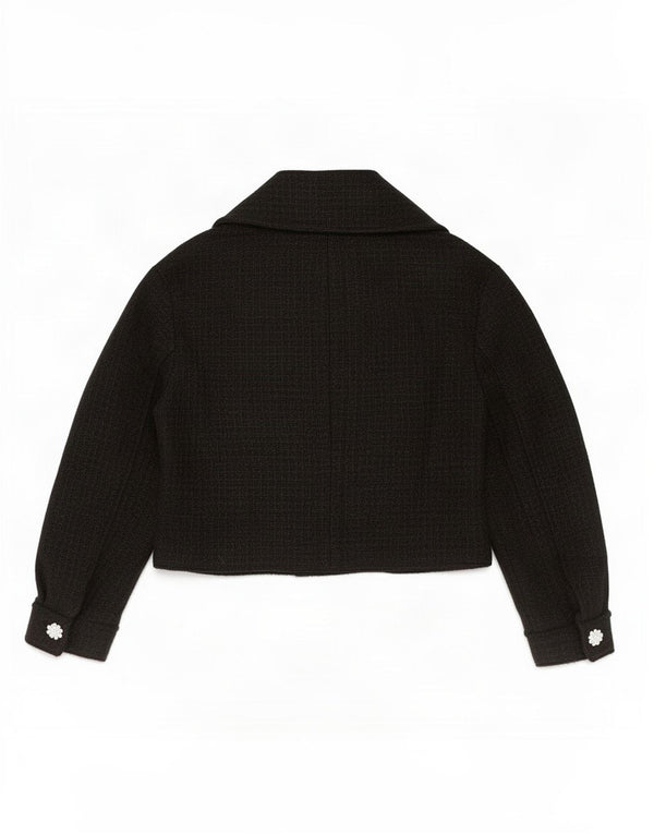 Jachetă Blazer pentru femei Crop cu 3 nasturi Zara UK 6 XS Negru acrilic