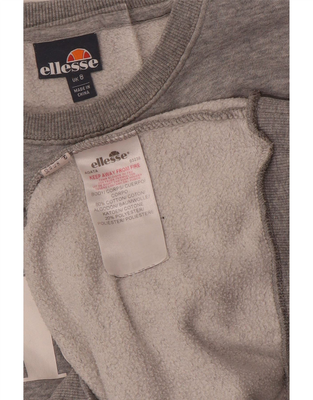 Pulover supradimensionat cu grafic pentru femei Ellesse UK 8 Bumbac gri mic