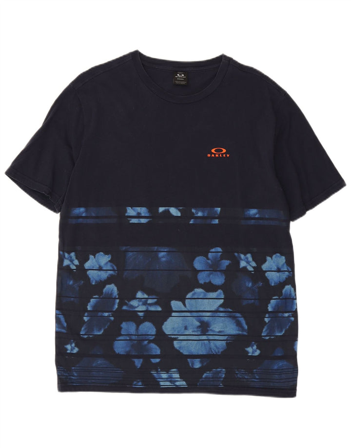 Tricou Oakley pentru bărbați, cu o formă regulată, de top mediu, albastru marin, floral