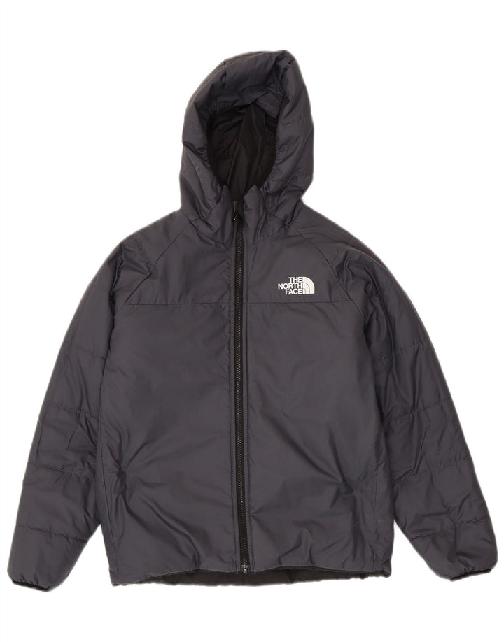 Jachetă căptușită reversibilă cu glugă The North Face pentru băieți 11-12 ani, gri