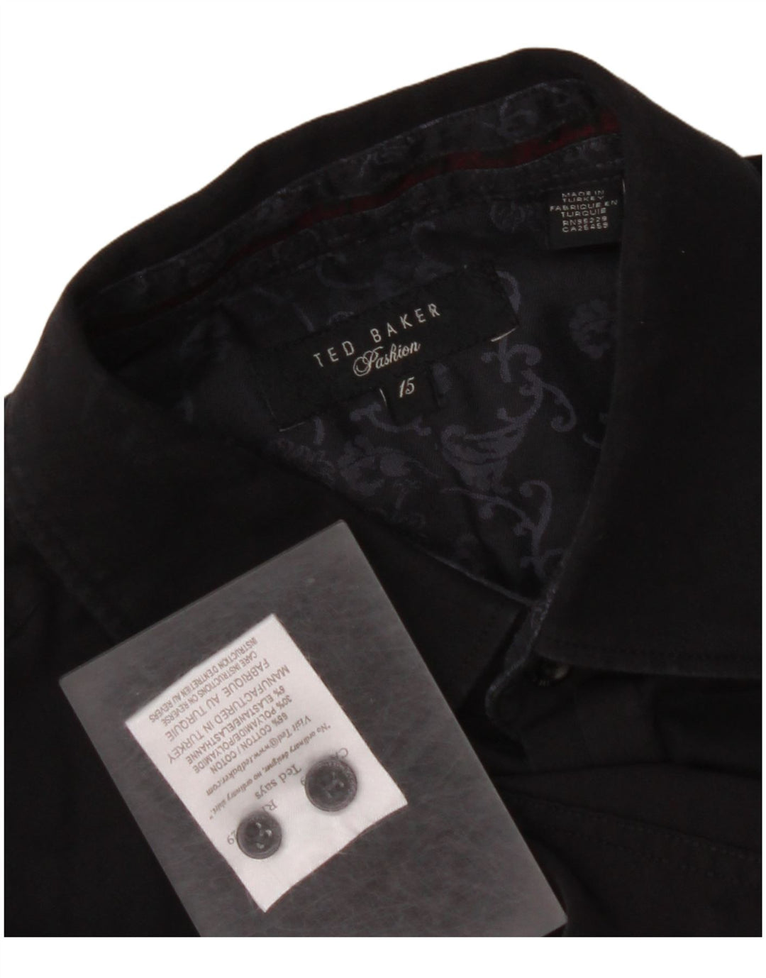 Cămașă pentru bărbați TED BAKER Mărimea 15, bumbac mediu negru