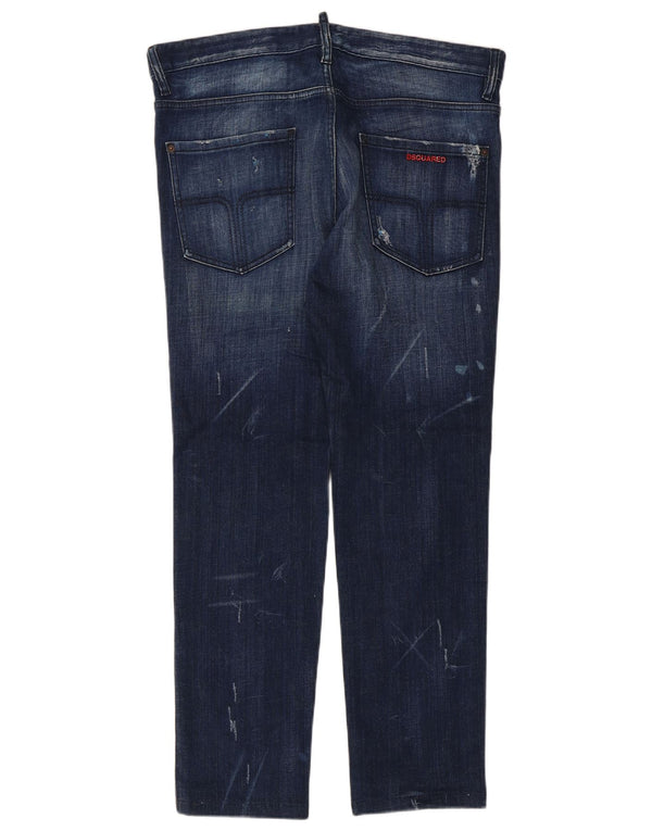 Dsquared2 Blugi subțiri învechiți pentru femei IT 52 2XL W36 L29 Albastru Bumbac