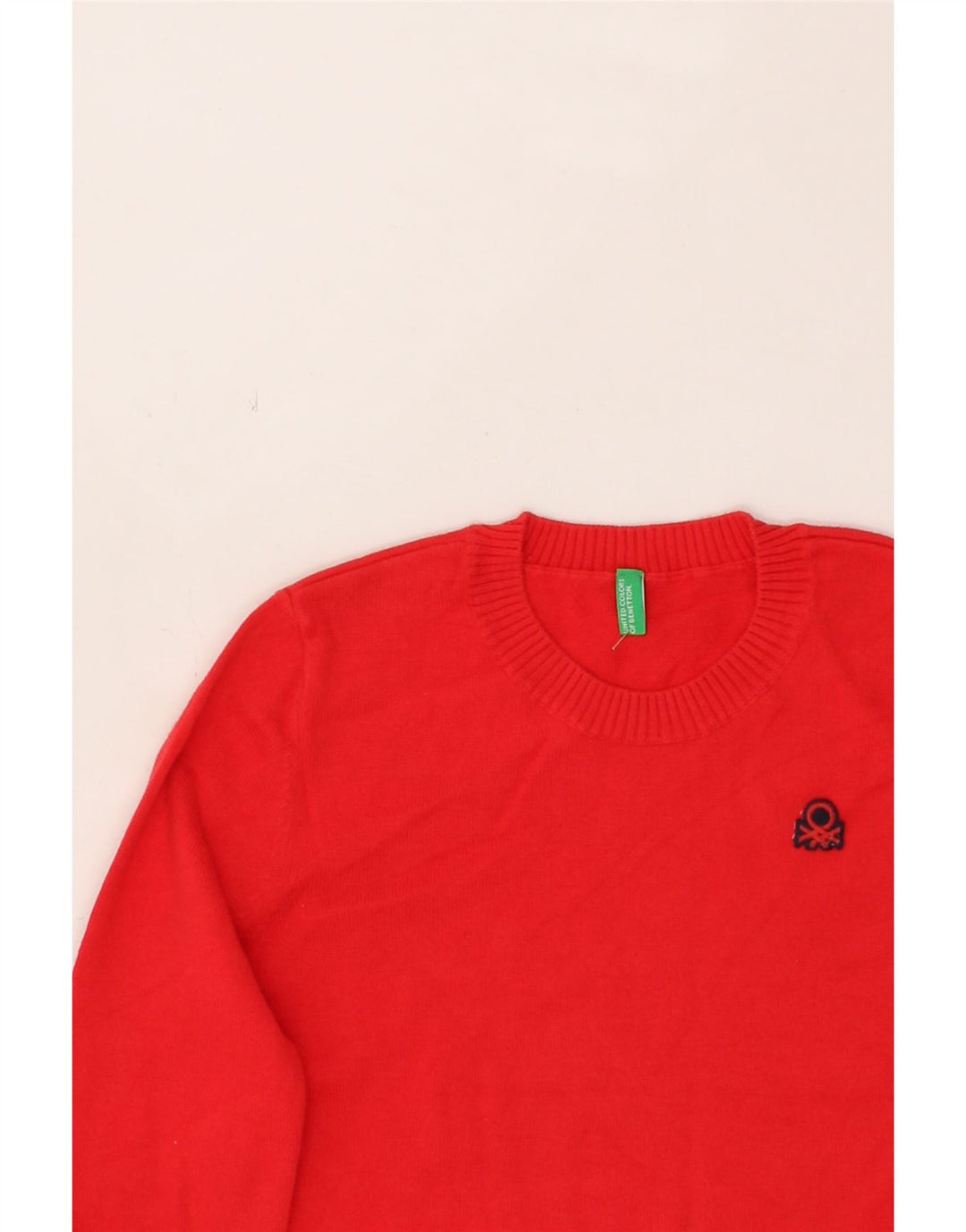 BENETTON Boys Crew Neck Jumper Sweater 2-3 Years Red Vintage Benetton and Second-Hand Benetton from Messina Hembry 