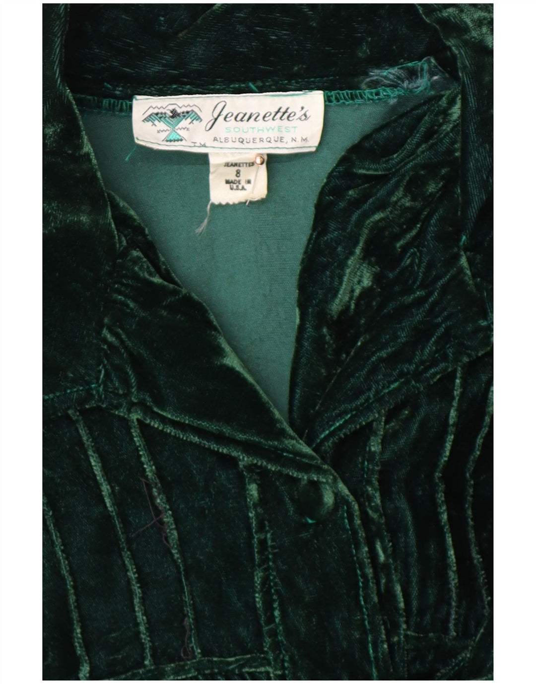 Cămașă pulover din catifea pentru femei VINTAGE US 8 Medium Green