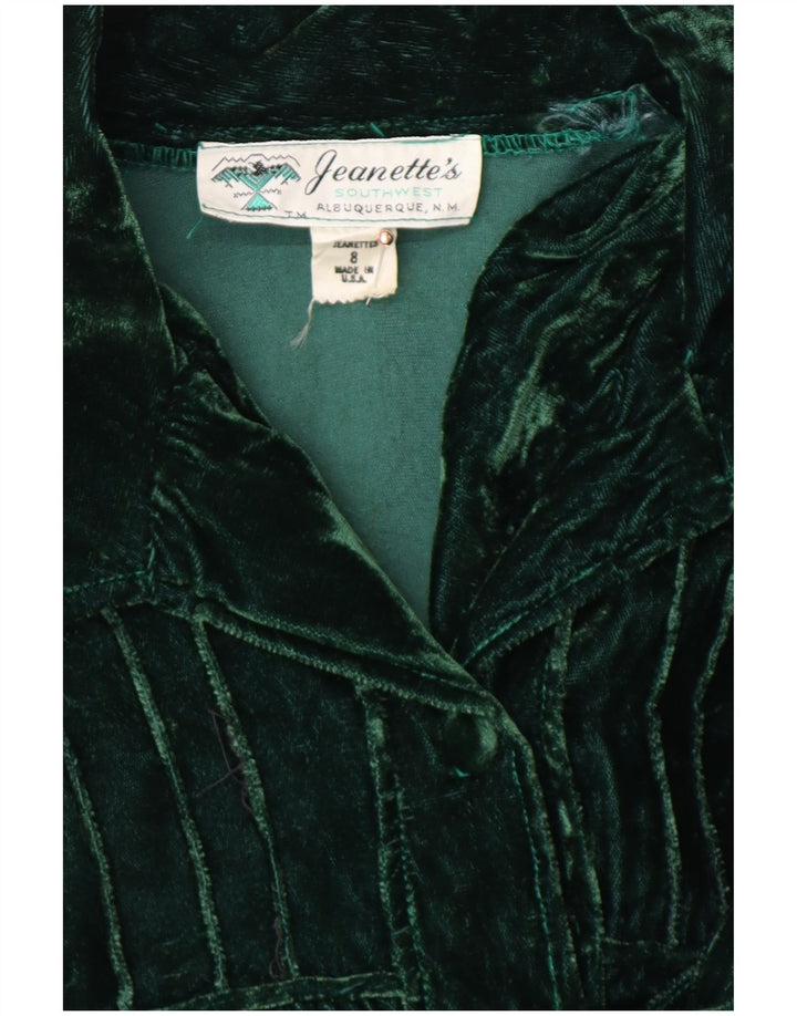 Cămașă pulover din catifea pentru femei VINTAGE US 8 Medium Green