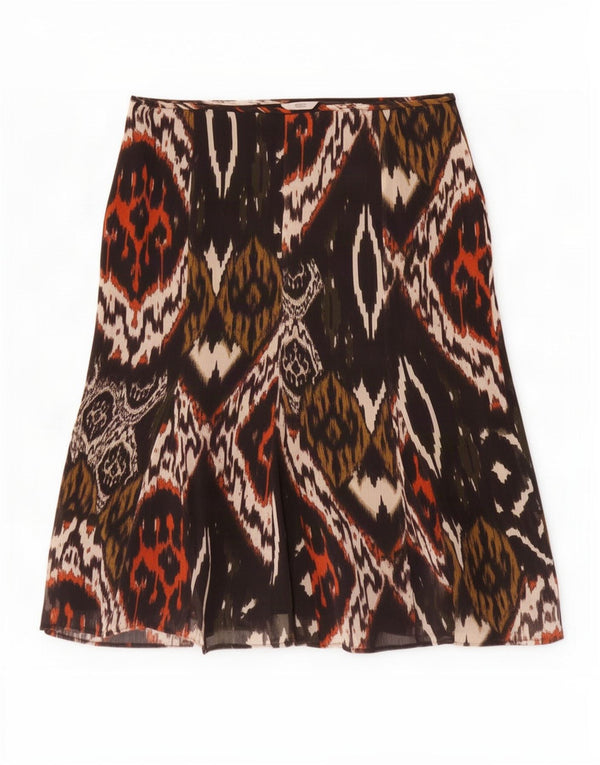 Marks & Spencer Womens Midi Skirt UK 18 XL W38 Black Ikat Polyester