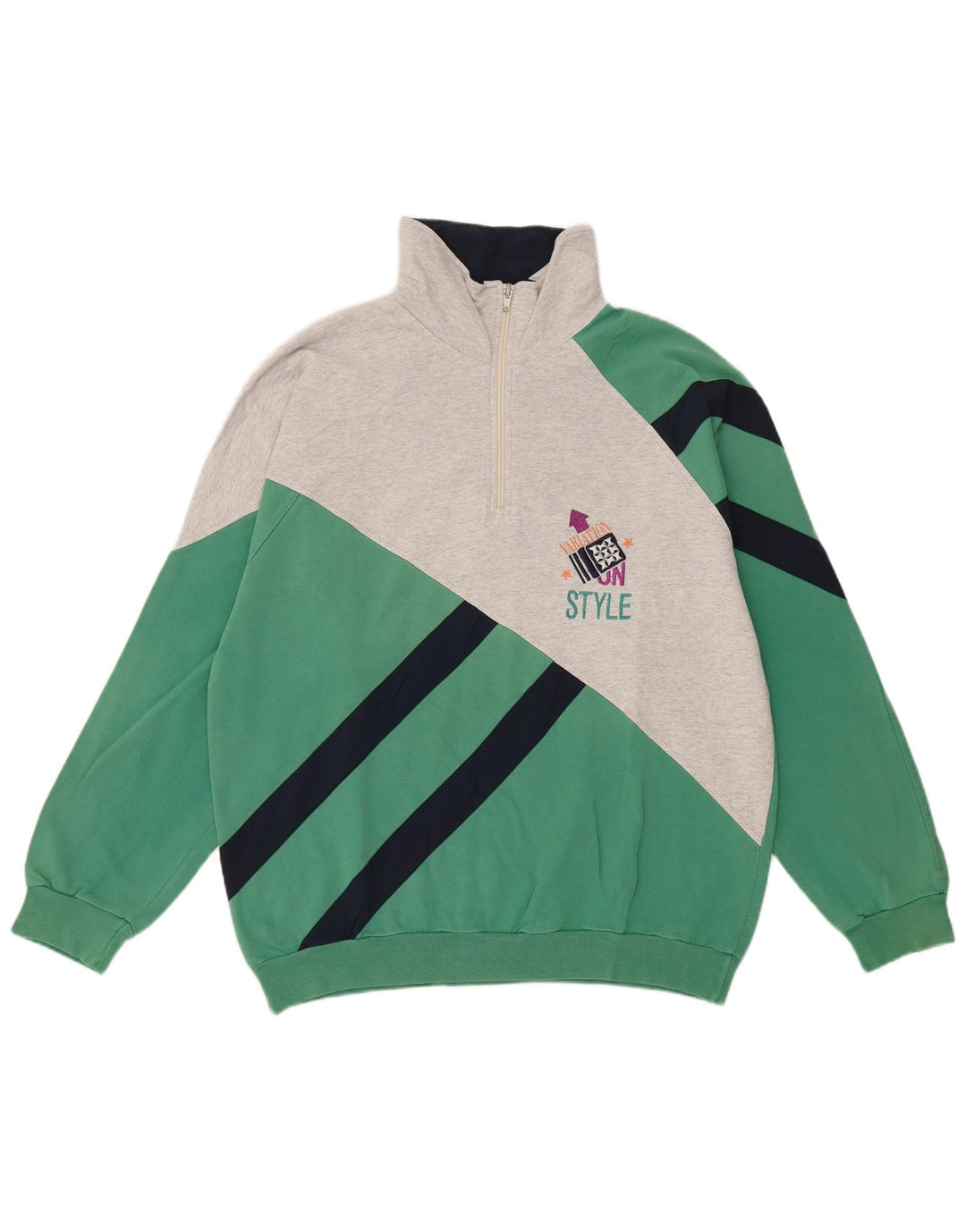 Pulover Campagnolo pentru bărbați, cu fermoar, cu decolteu, verde mediu