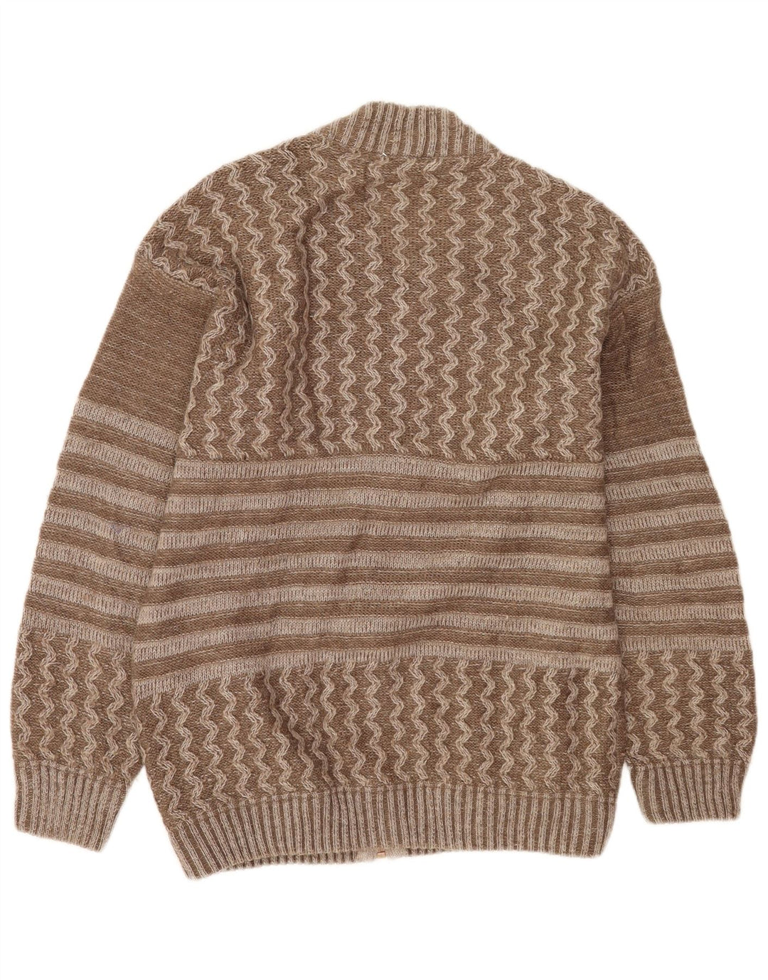 Cardigan cu grafică vintage pentru bărbați, lână mare maro mozaic