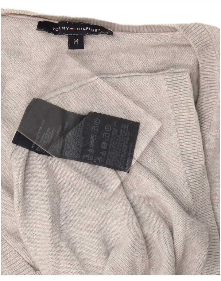 Pulover cu decolteu în V Tommy Hilfiger pentru femei UK 12 Lână gri mediu