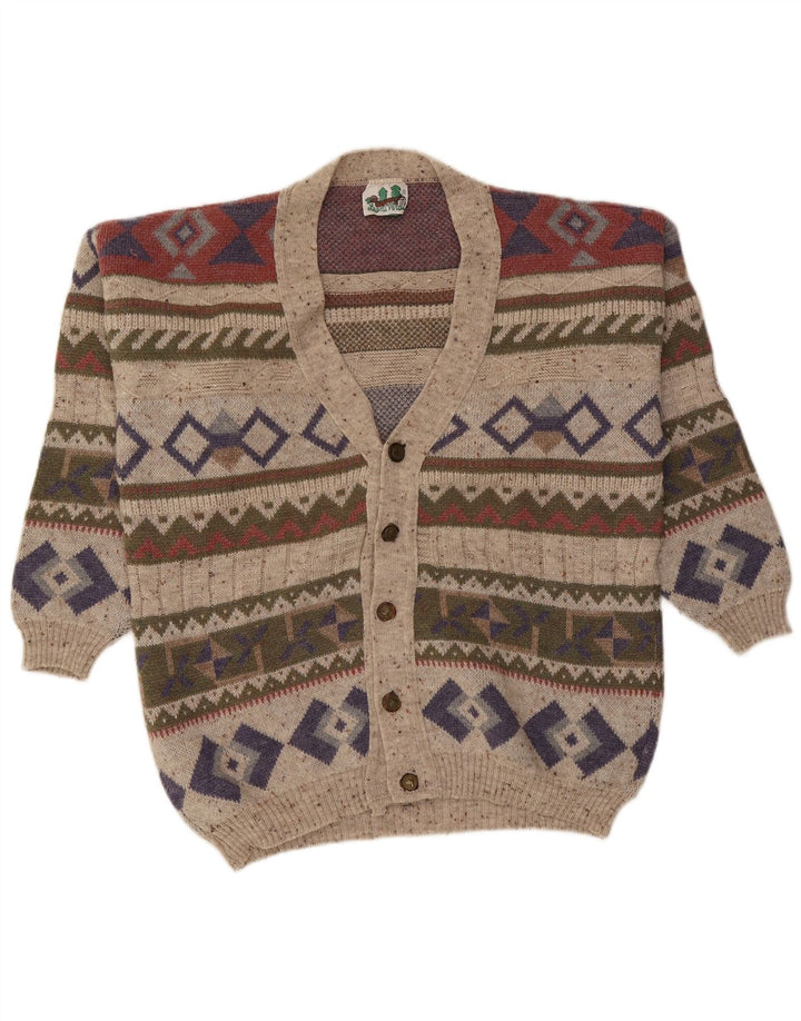 Cardigan Vintage pentru bărbați, lână geometrică, multicoloră, mare