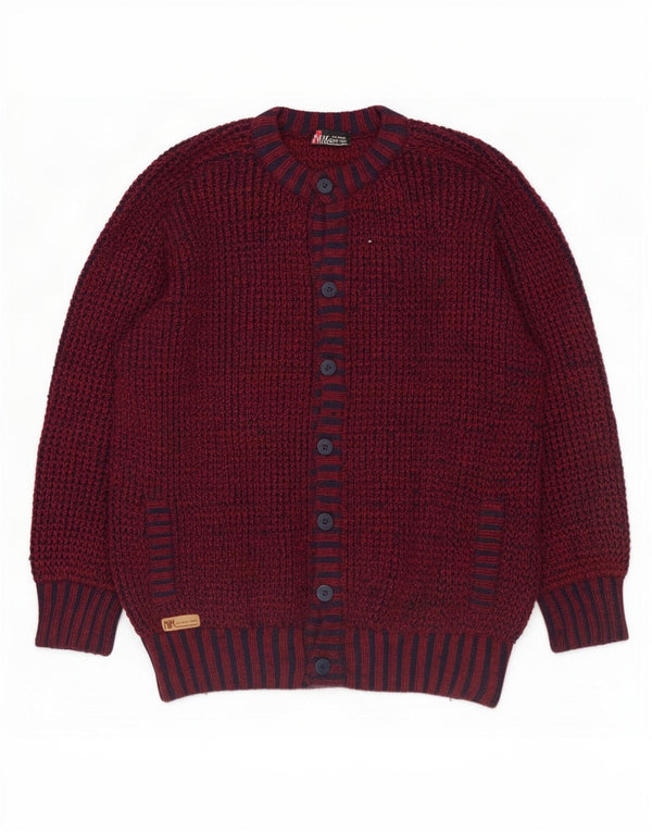 Pulover Cardigan Vintage pentru bărbați XL Burgundy Flecked