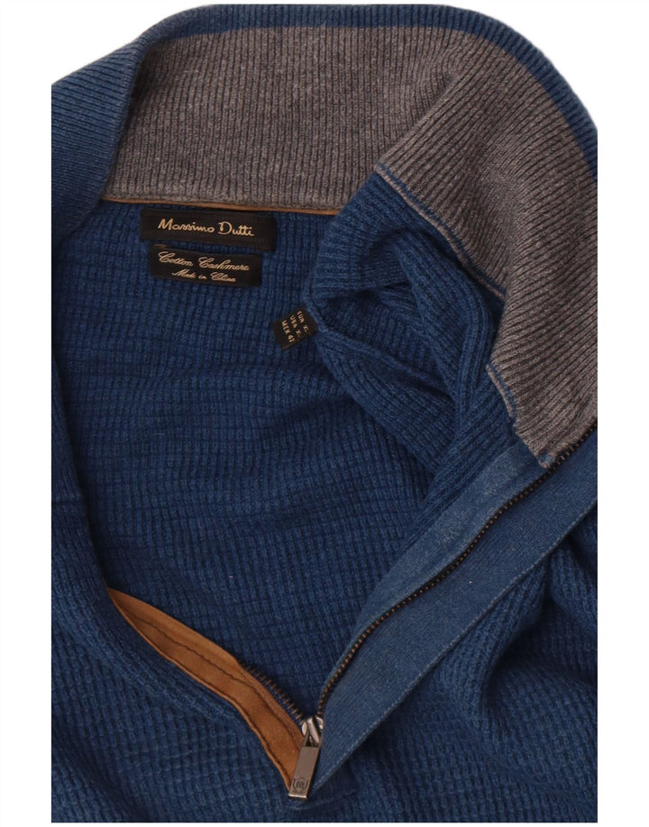 Pulover Massimo Dutti pentru bărbați, cu fermoar și gât, XL, albastru