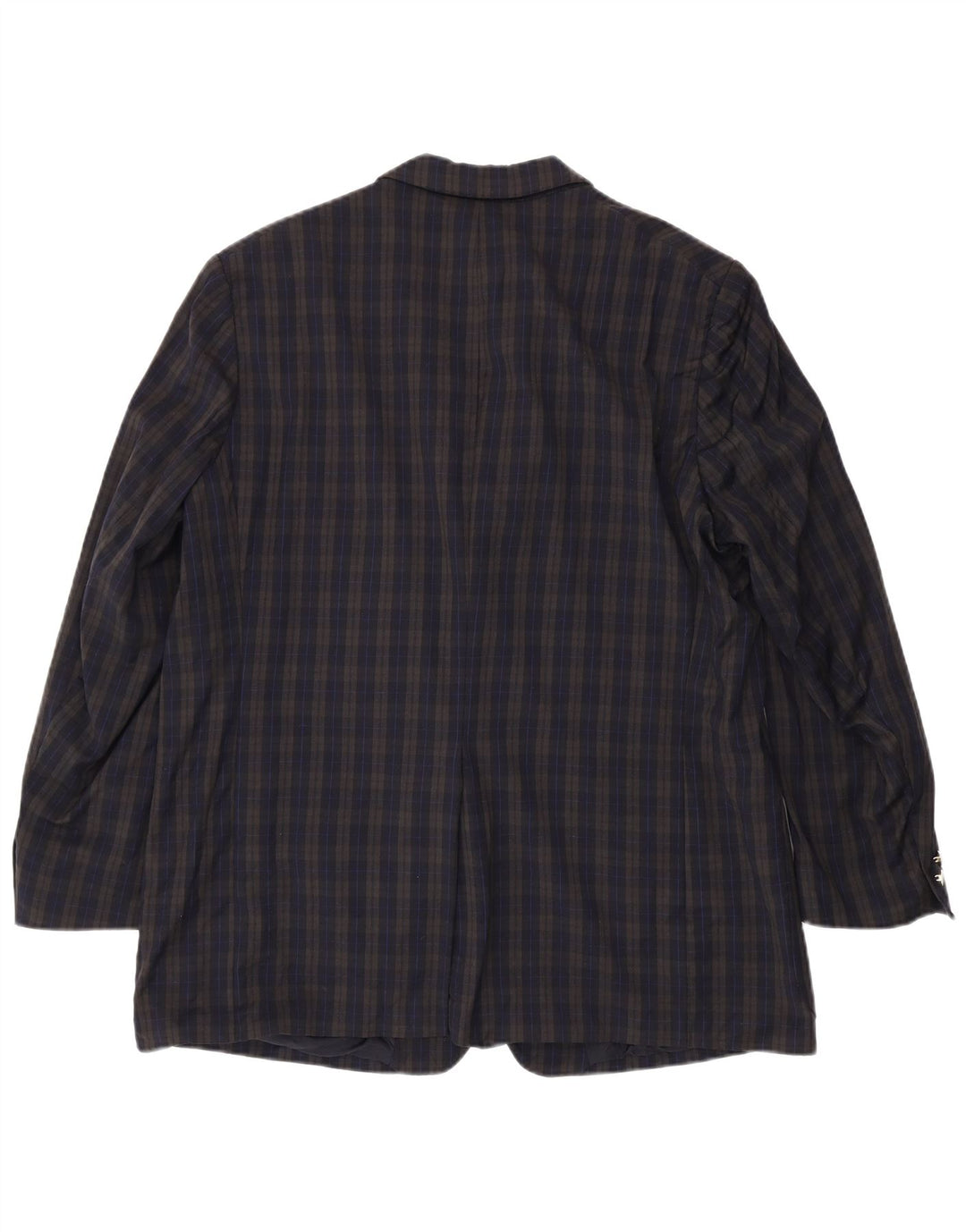 Jachetă Burberrys pentru bărbați cu 2 nasturi UK 46 3XL Lână virgină cu carouri bleumarin