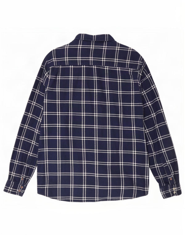 Cămașă de flanel pentru bărbați Tommy Hilfiger Vintage Fit, mare din bumbac cu carouri bleumarin