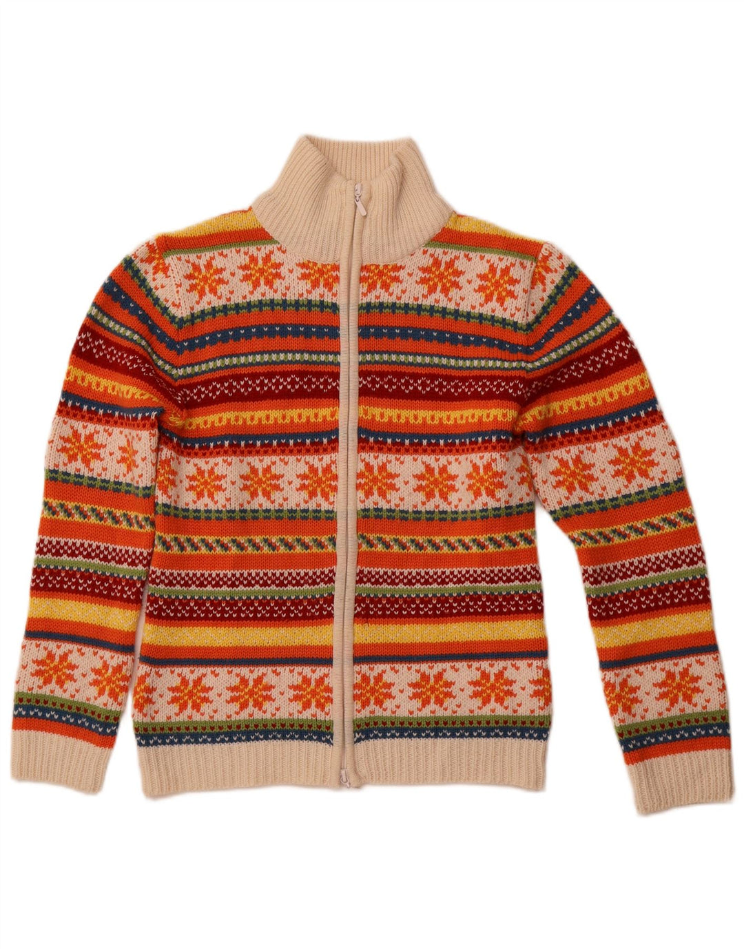 Pulover cardigan pentru femei TCM UK 10/12 mediu multicolor din lână Fair Isle