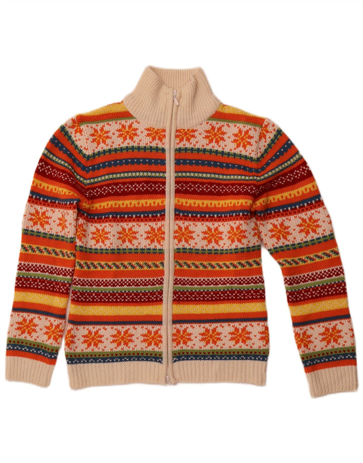 Pulover cardigan pentru femei TCM UK 10/12 mediu multicolor din lână Fair Isle