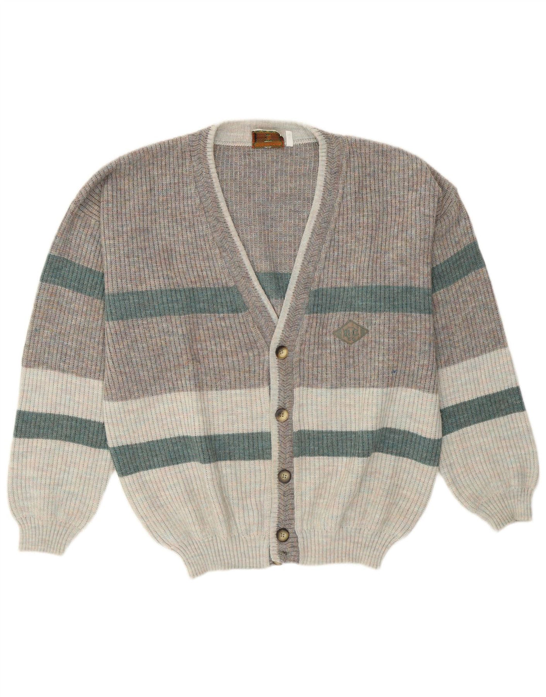 Pulover cardigan pentru bărbați Islanda IT 52 Lână mare cu dungi gri
