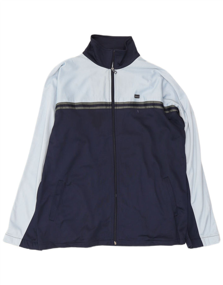 ASICS Mens Tracksuit Top Jacket XL Navy Blue Colourblock