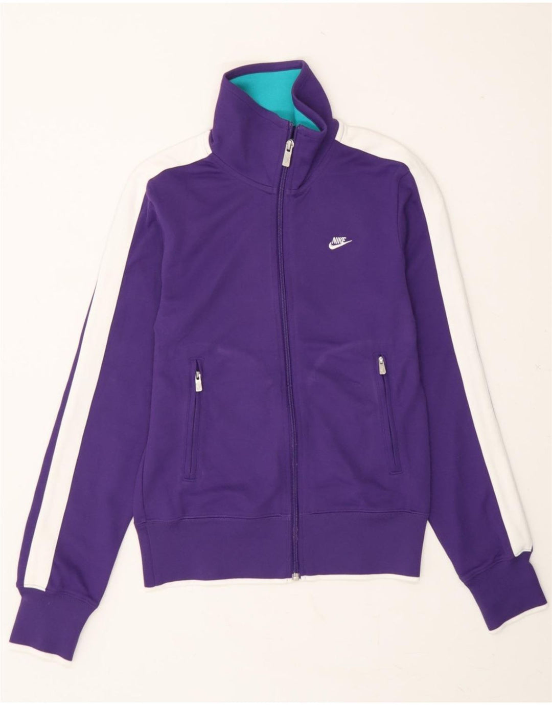 NIKE Womens Tracksuit Top Jacket UK 10 Small Purple Colourblock Polyester Vintage Nike and Second-Hand Nike from Messina Hembry 