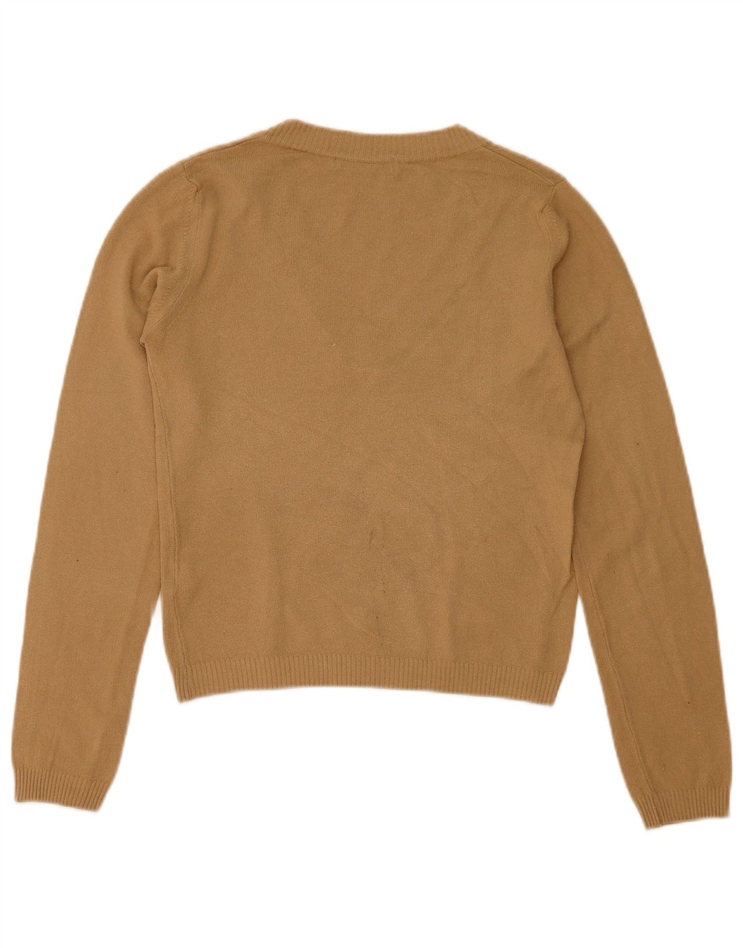 Pulover pentru femei cu decolteu în V Zara UK 12 Medium Bej Acrilic