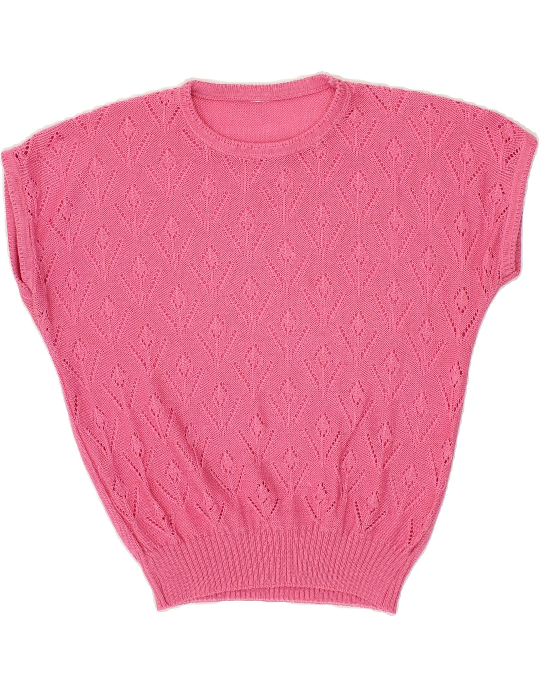 VINTAGE Womens Knit Blouse Top UK 14 Medium Pink Vintage Vintage and Second-Hand Vintage from Messina Hembry 