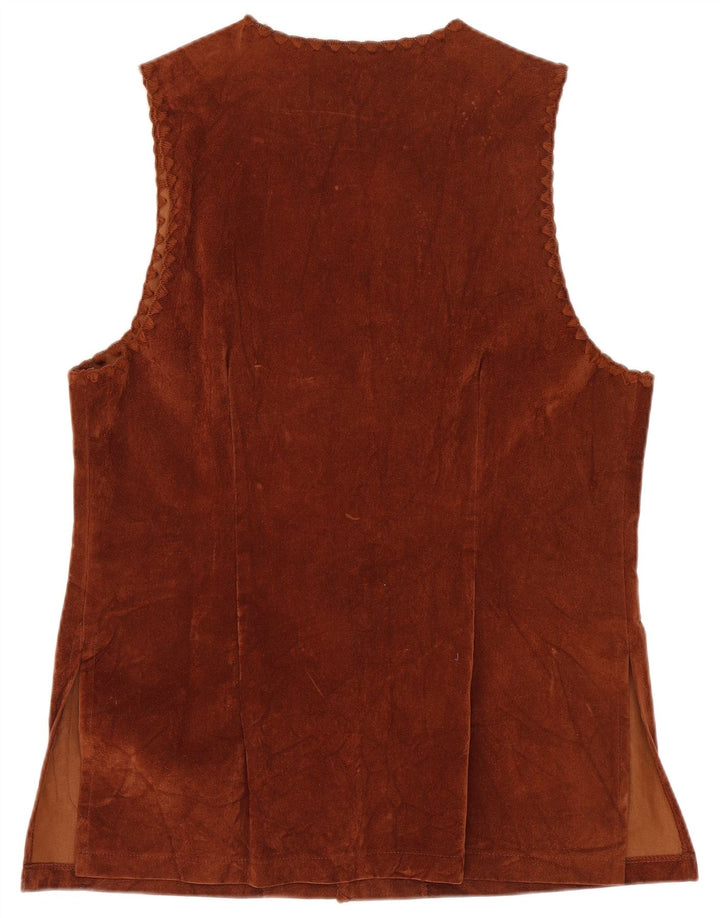 Gilet Vintage pentru femei UK 10 Small Brown Viscose