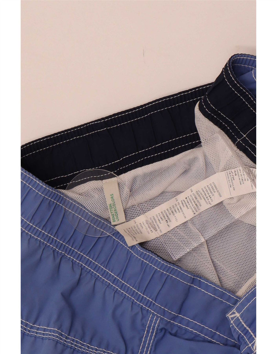 Pantaloni scurți de înot Benetton pentru bărbați, bumbac albastru mic