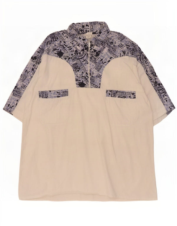 Cămașă vintage cu model abstract pentru bărbați, mărimea 43/44 XL alb