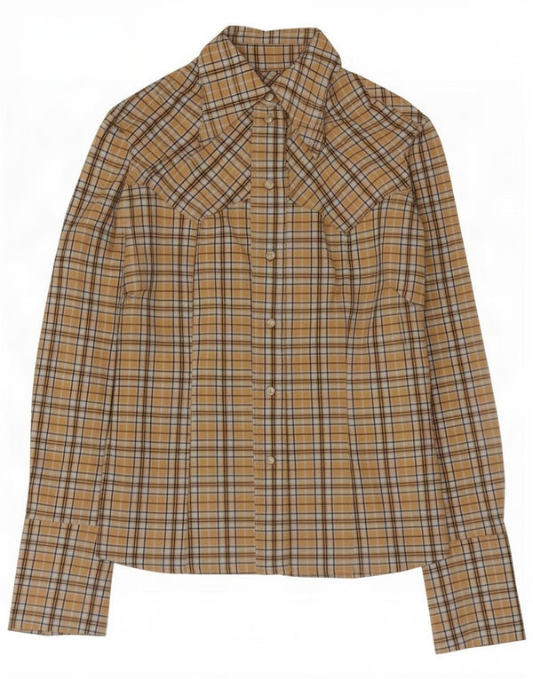 Vintage Womens Shirt UK 16 Large Yellow Check