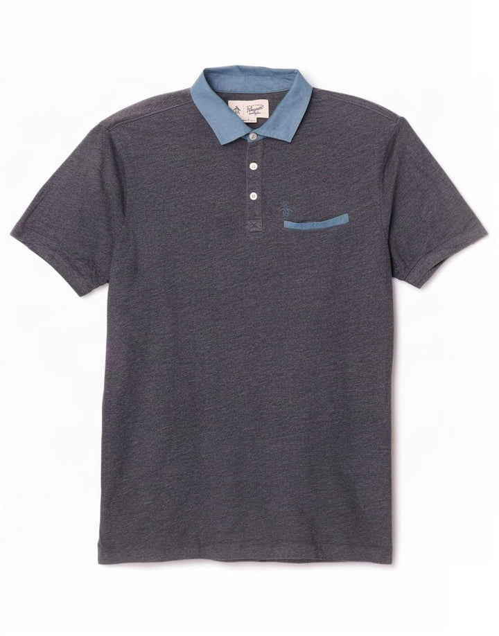Cămașă polo pentru bărbați Penguin, bumbac color bloc mediu, albastru bleumarin